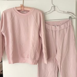 Anthropologie stateside baby pink raglan sweatshirt and pant lounge sweat set